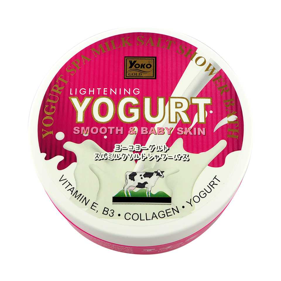 Yoko โยโกะ เกลือสปาขัดผิวผสมครีมอาบน้ำ สูตรโยเกิร์ต 380g
