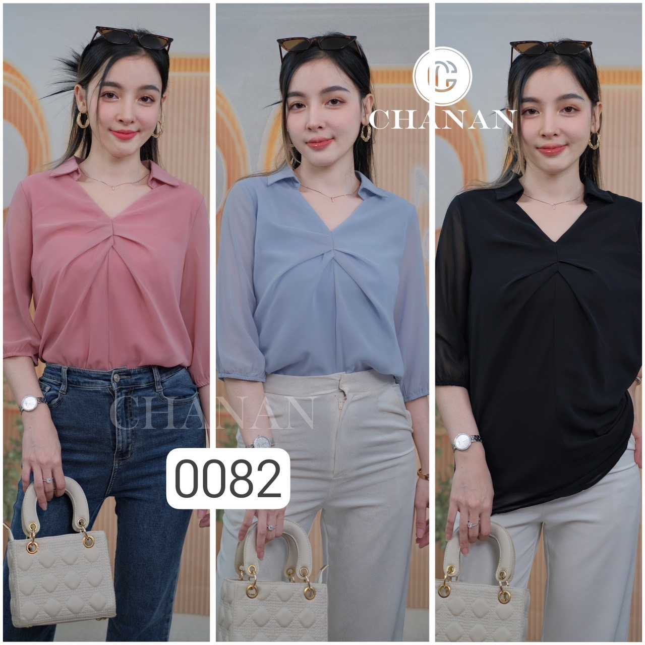 0082 เสื้อเชิ้ตชีฟองพรีเมี่ยม ใส่ได้หลายโอกาส สีสวย มี3สี