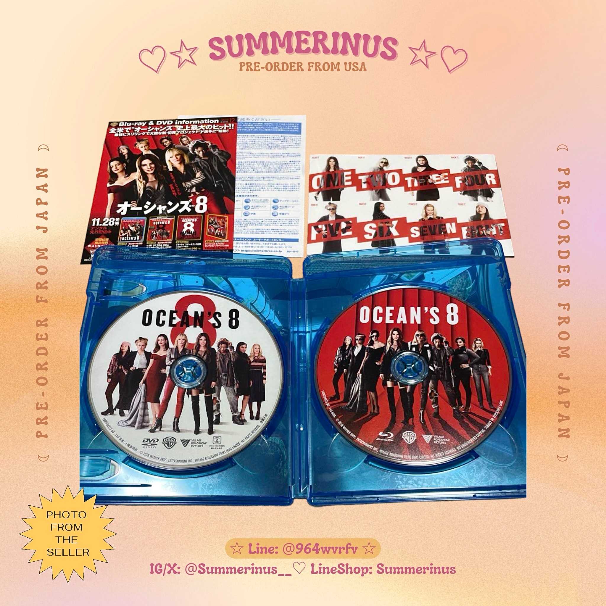 Ocean's 8 Blu-ray with Special inside 🌞 Cate-Sandra-Sarah-Anne-Helena-Rihanna-Awkwafina-Mindy