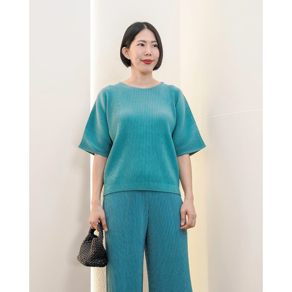 อกถึง42 ยาว22นิ้ว 2MUAY รุ่น GM0501 เสื้ออัดพลีท THICK SHORT SLEEVE PLEATED TOP 24 สี FREE SIZE