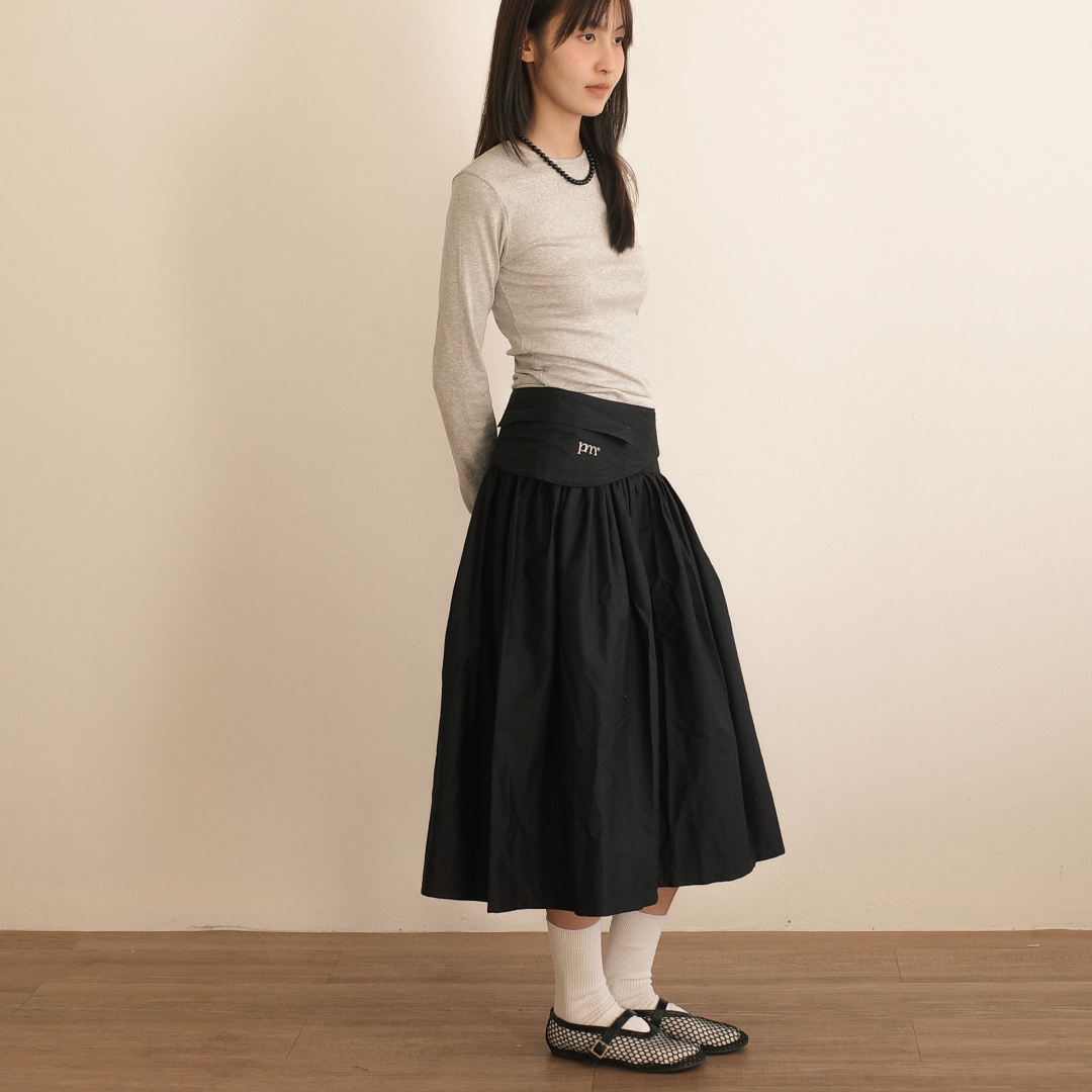 Soon midi cotton skirt in black