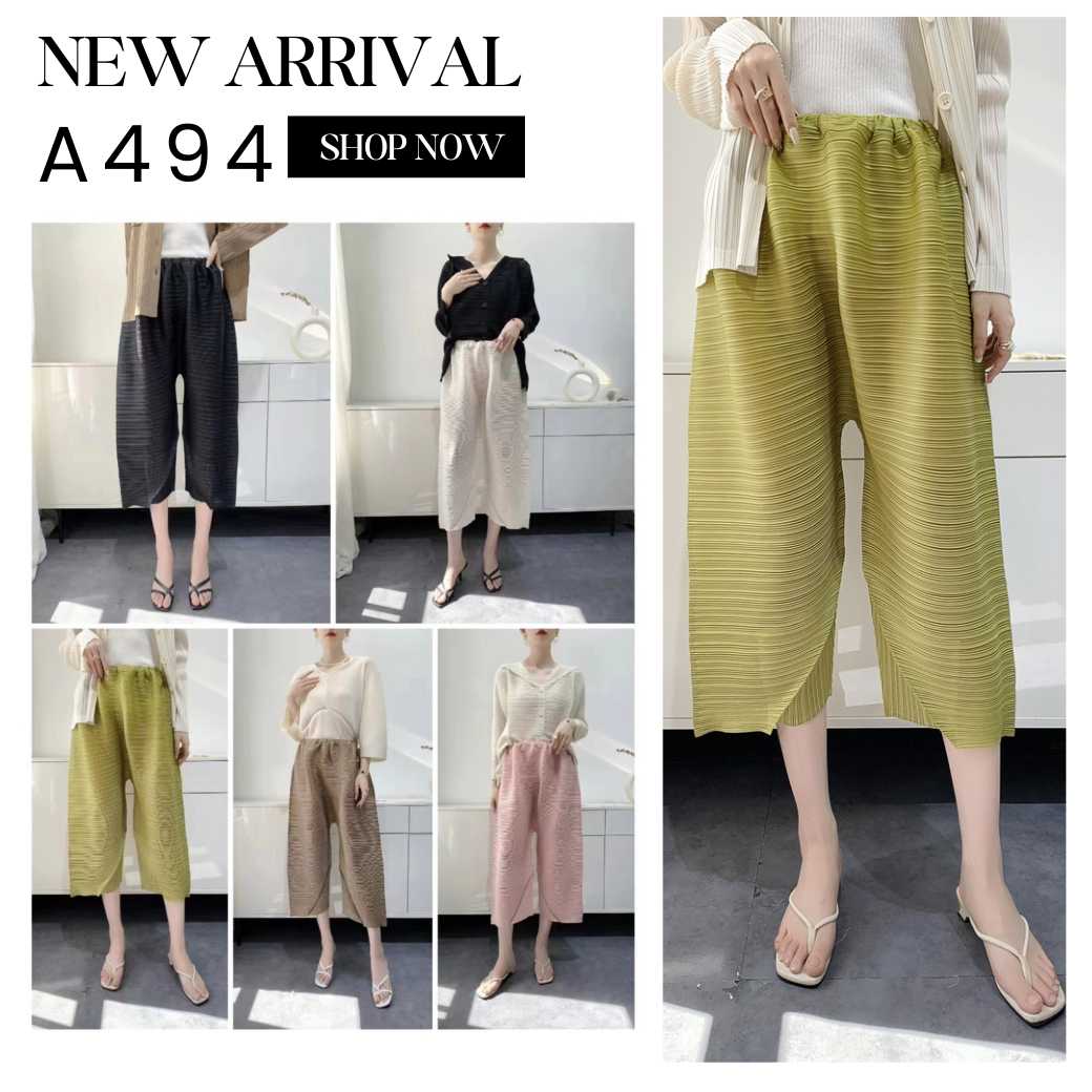 Peatbynisa A494 กางเกงอัดพลีท เนื้อผ้าPolyester100%