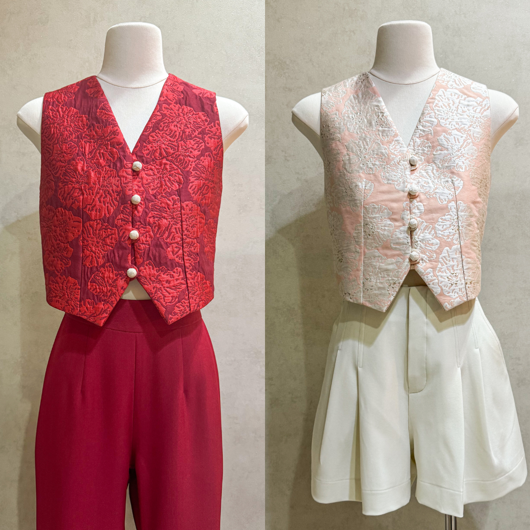 PEONY VEST - เสื้อกั๊กลายดอกโบตั๋น