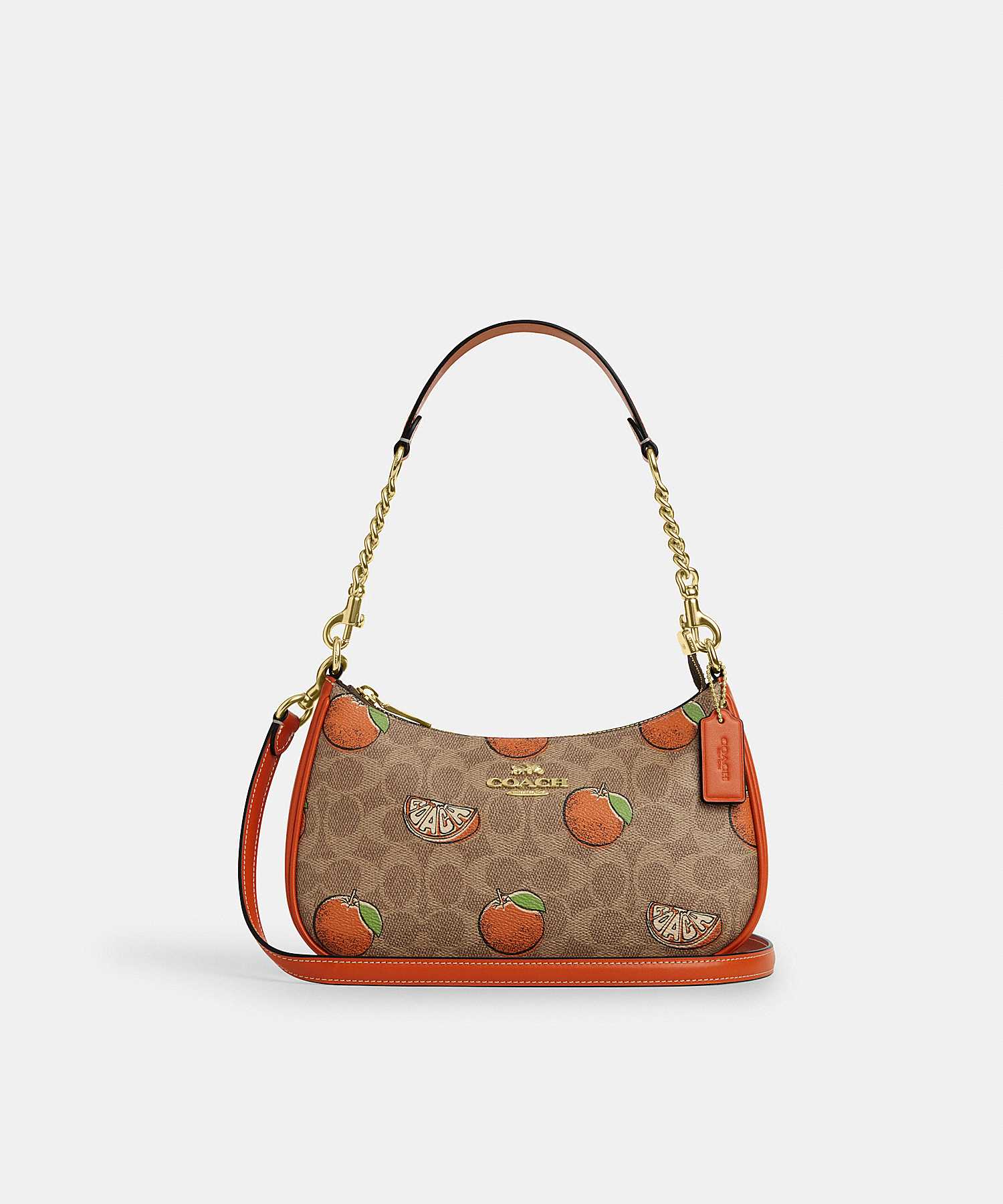 COACH TERI SHOULDER BAG IN SIGNATURE CANVAS WITH ORANGE PRINT CAL80 IMTAM