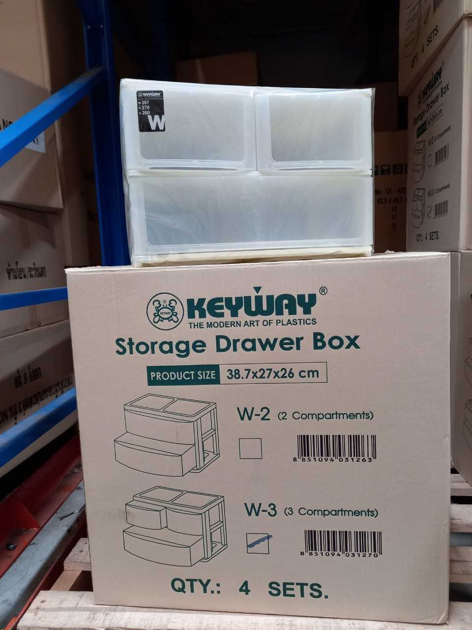 กล่องลิ้นชัก 2 ชั้น 3 ช่อง W-3  บรรจุ 4 ชิ้น / ลัง