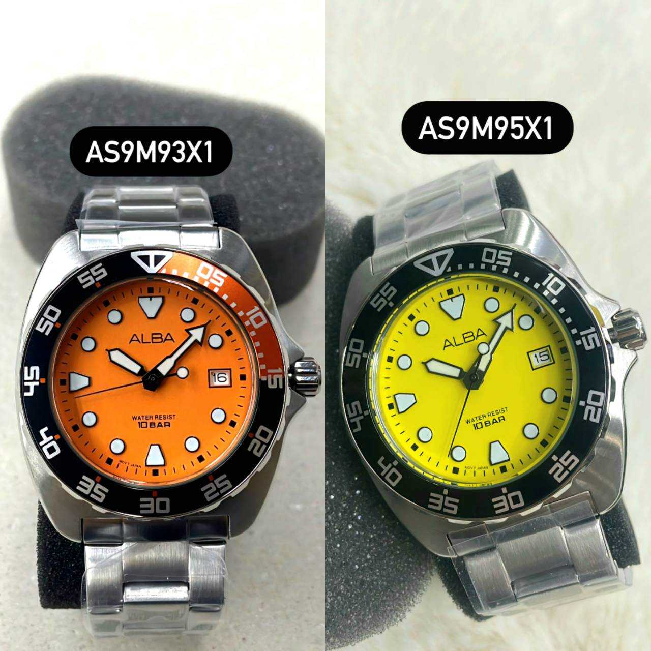 ALBA Active Quartz นาฬิกาข้อมือผู้ชาย รุ่น AS9M93X1 (หน้าปัดส้ม) / AS9M95X1 (หน้าปัดเหลือง)