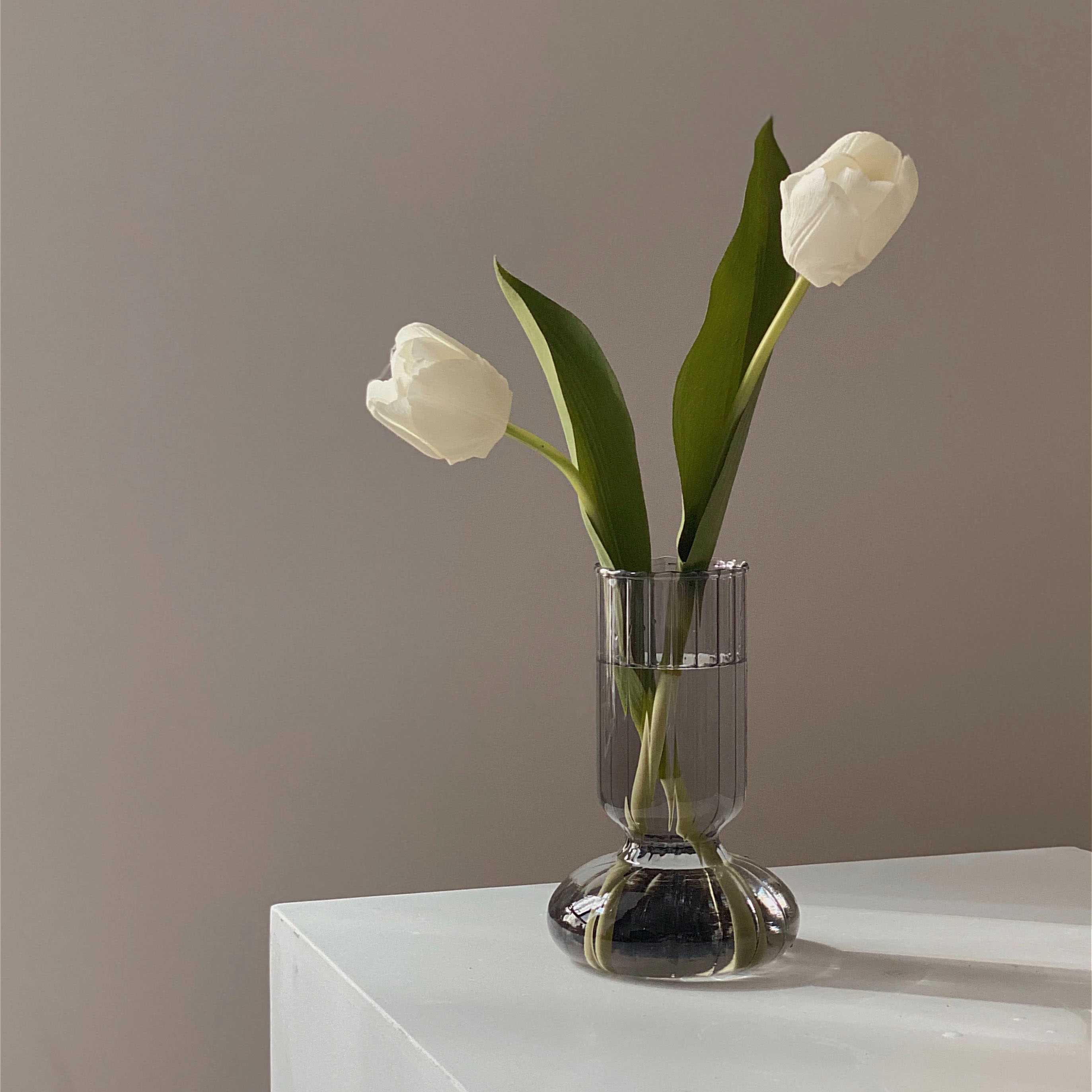 Ash gray ripped glass vase