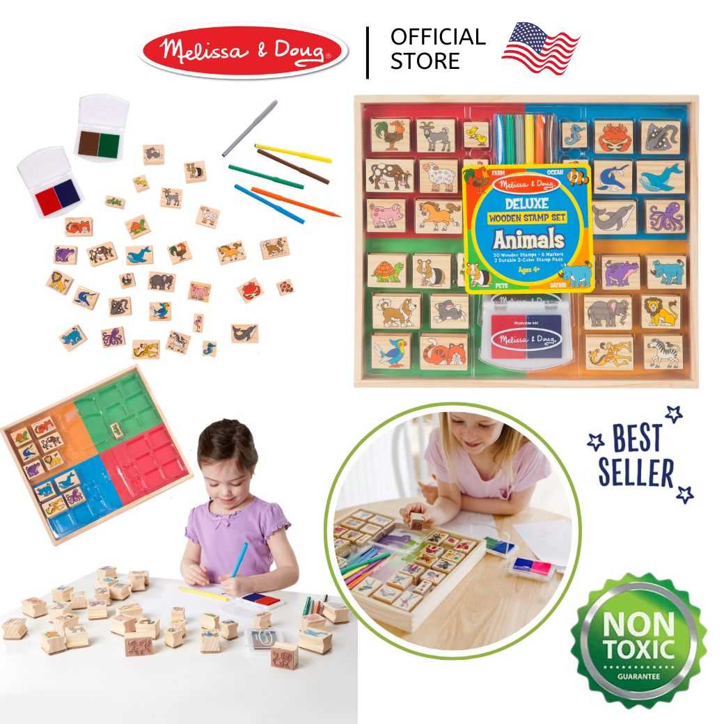 (ของแท้ USA) ชุดแสตมป์ หมึก non-toxic ล้างออกได้ Deluxe Stamp Set Animal Vehicle Fairy 2394