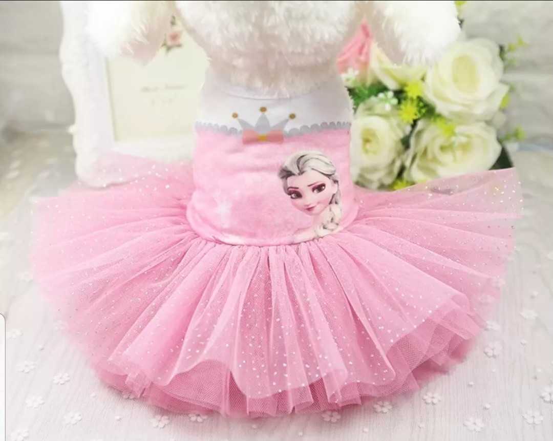 ชุดกระโปรง น้องหมาแมว สีชมพู  ขนาด XS
