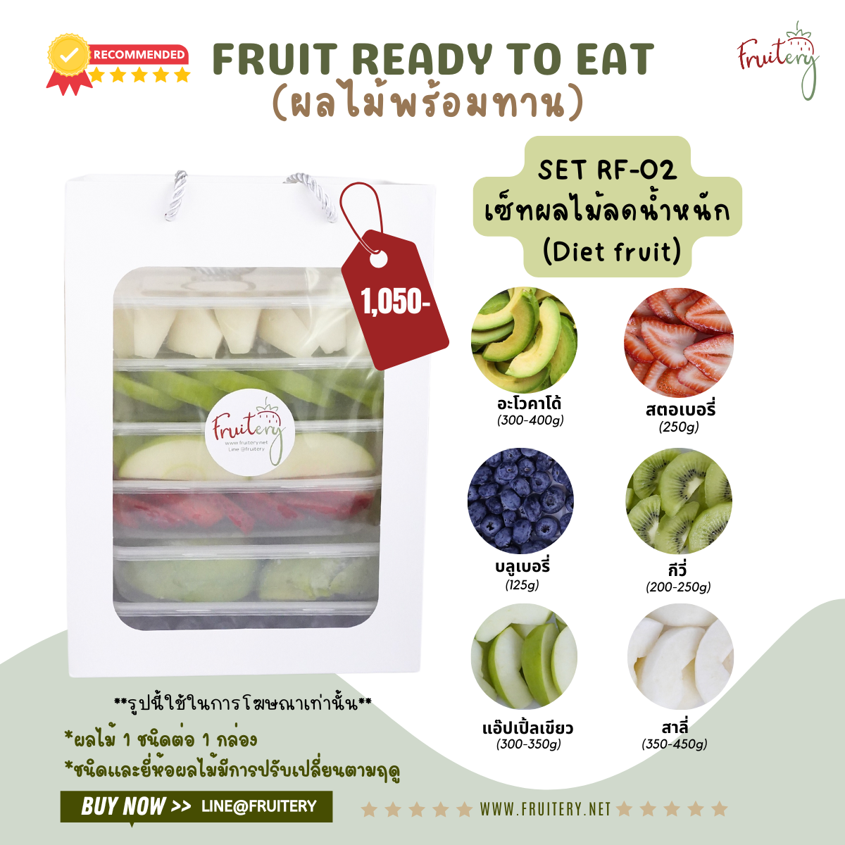 Set RF-02 ผลไม้ลดน้ำหนัก (Fruit for Diet)  น้ำตาลต่ำ ไฟเบอร์สูง