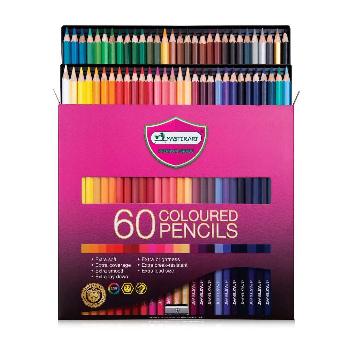 มาสเตอร์อาร์ตดินสอสีหัวเดียว แท่งยาว 60สี  (แพ็ค6กล่อง)