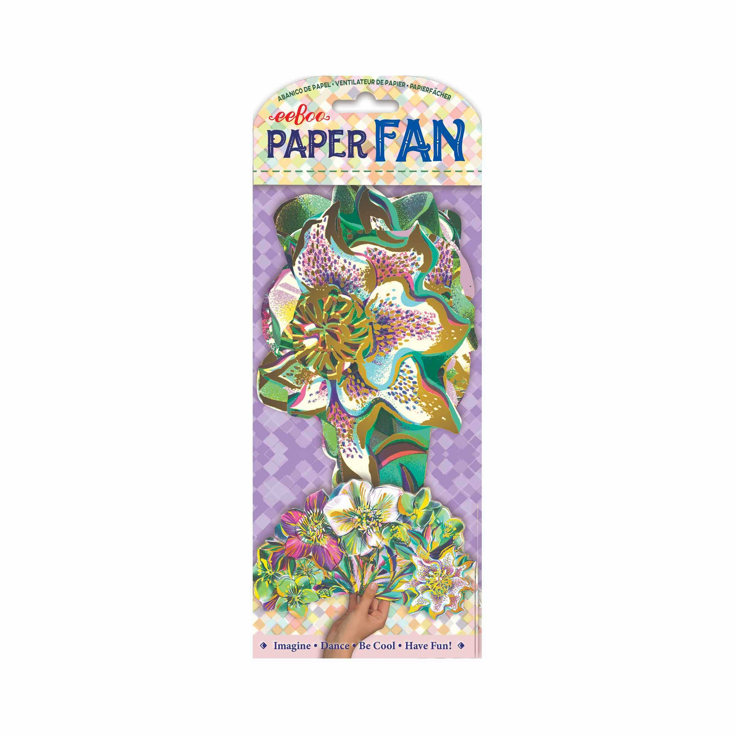 eeBoo Asta's Flowers Paper Fan พัดกระดาษลายดอกไม้