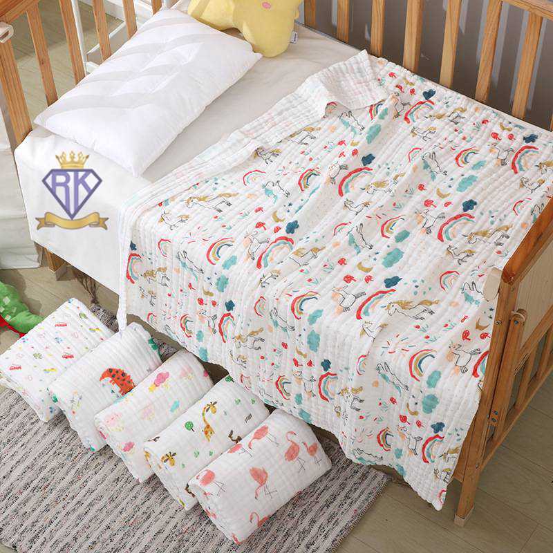 C0026 ผ้าห่ม ผ้าขนหนูอาบน้ำเด็ก 110x110 cm. ผ้าฝ้าย 6 ชั้น ผ้าห่มเด็กแรกเกิด ผ้านุ่มพิเศษ