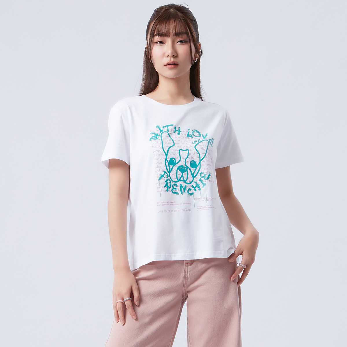 เสื้อทีเชิ้ตลายเฟรนช์ชี่ | Frenchie Print Tee Shirt | 06216