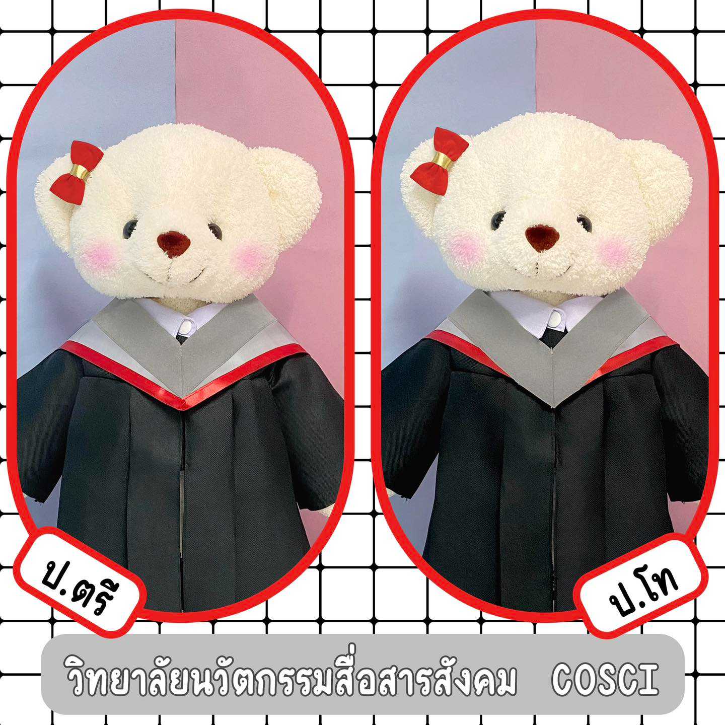 ตุ๊กตาหมีชุดครุย มศว COSCI วิทยาลัยนวัตกรรมสื่อสารสังคม