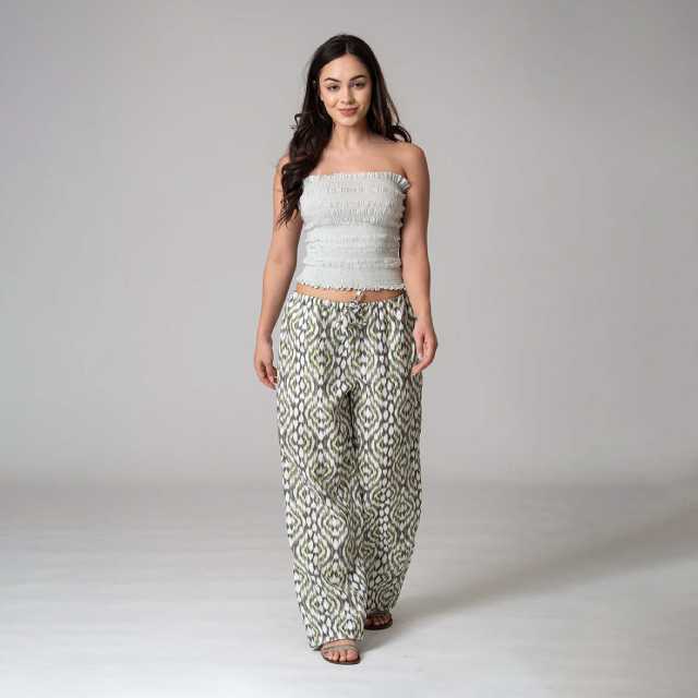 Draw String Pants (Green & White, Free Size)