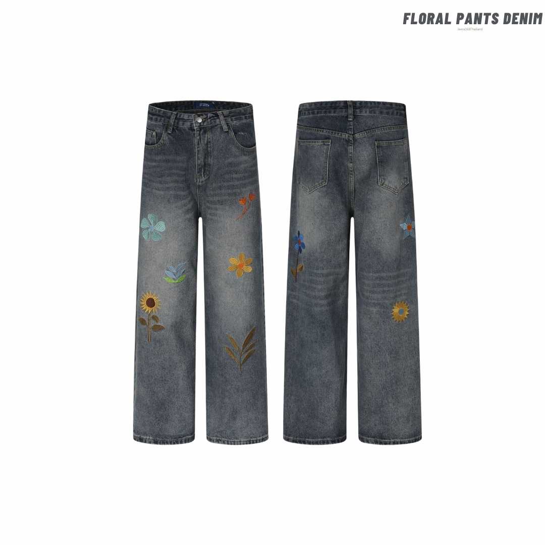 Jeera168 | Floral pants Denim (พรีออเดอร์)