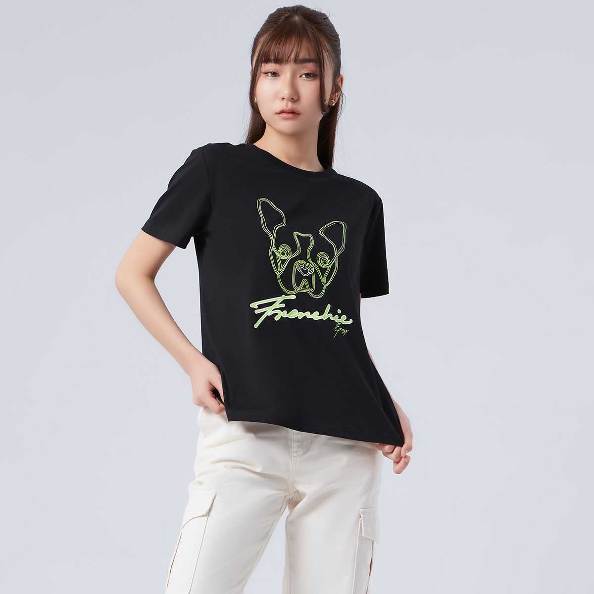 เสื้อทีเชิ้ตลายเฟรนช์ชี่ | Frenchie Print Tee Shirt | 06215