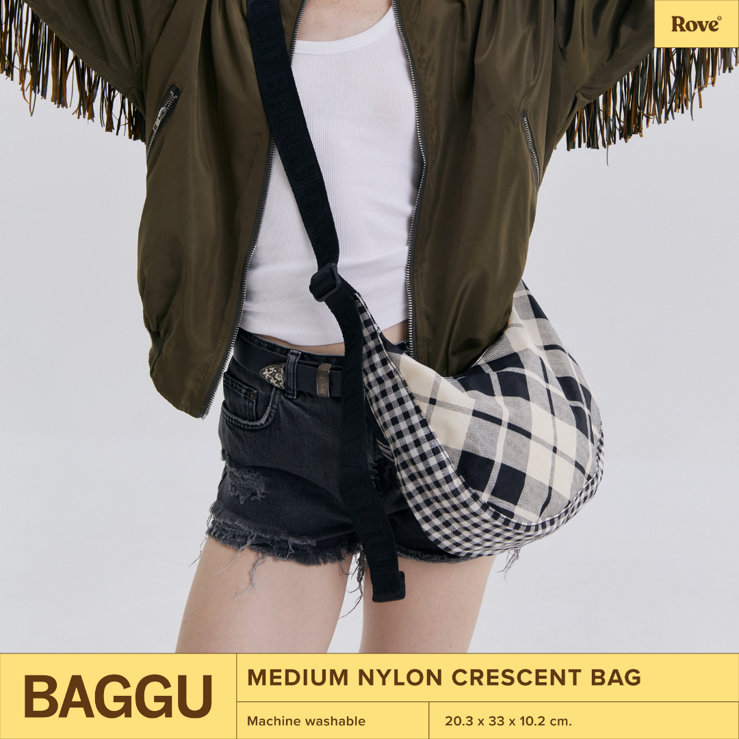 BAGGU Medium Crescent Bag - Mixed Plaid