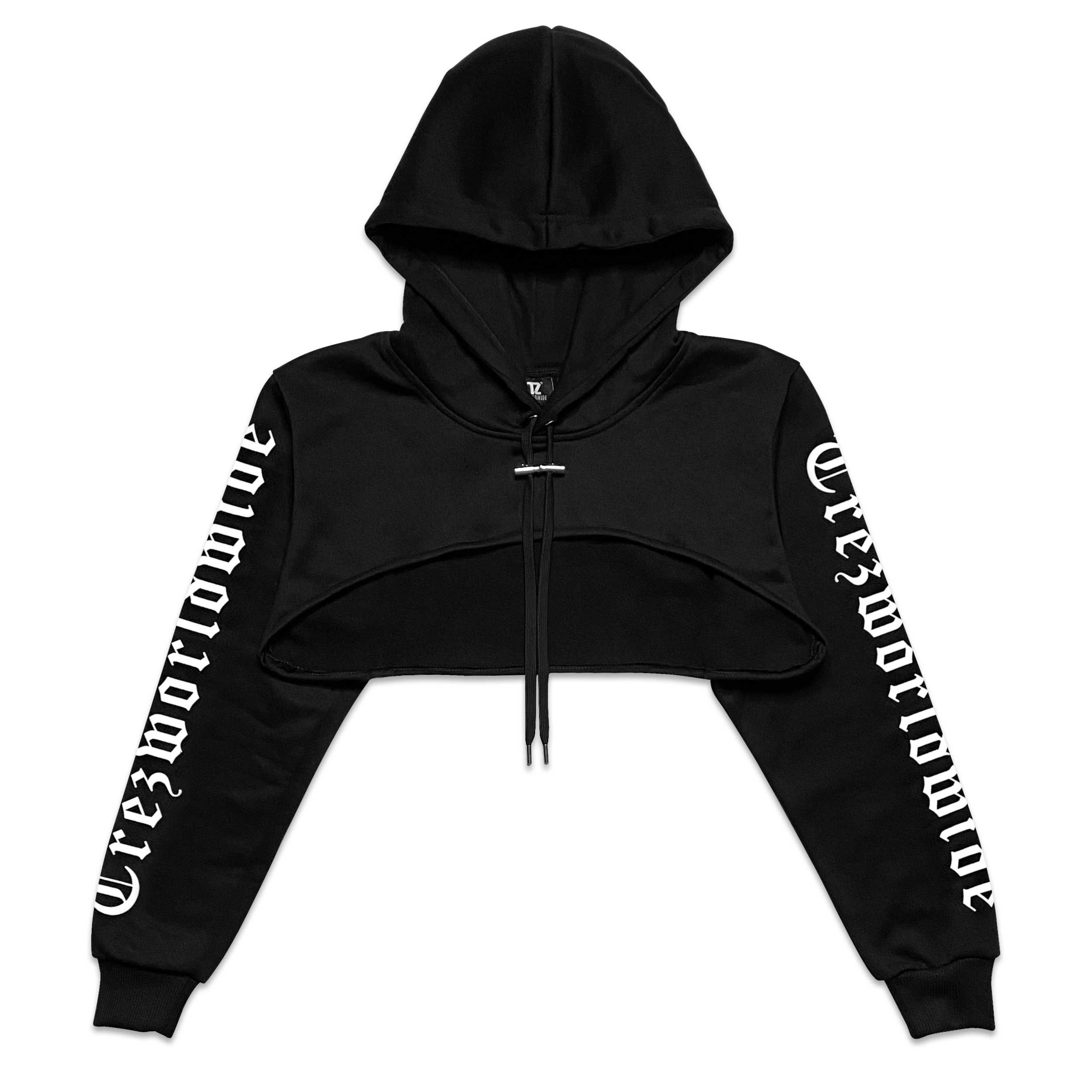 BE TREZ HIGH CROPPED HOODIE - BLACK (GLOW IN THE DARK - YELLOW)