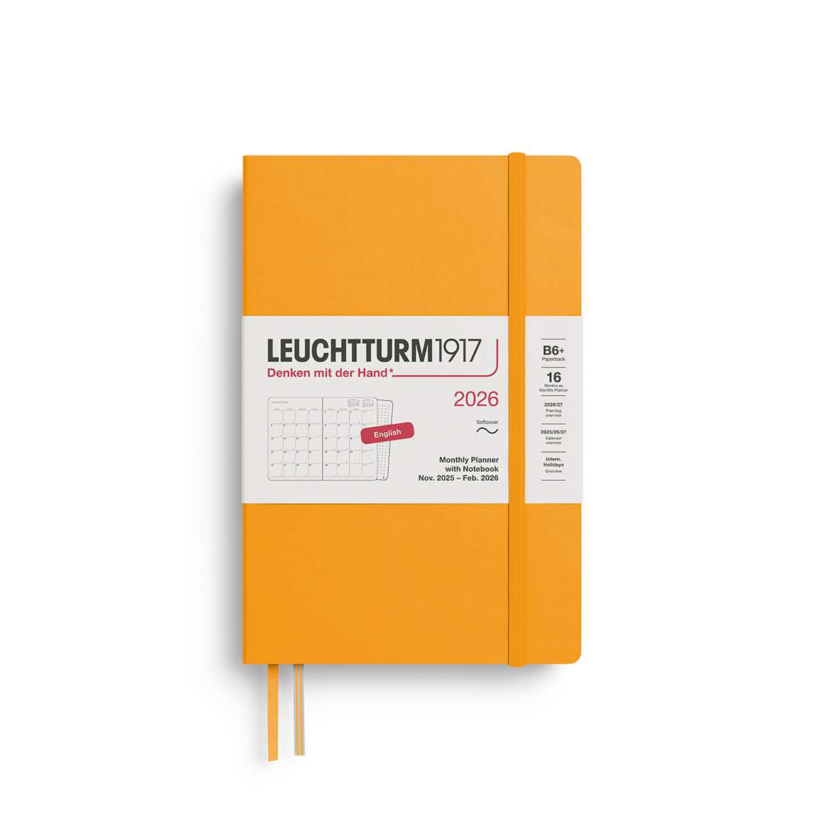 Monthly Planner with Notebook 2026, B6+ ปฏิทินแพลนเนอร์รายเดือนปี 2569 และหน้าจดบันทึก B6+ ปกอ่อน