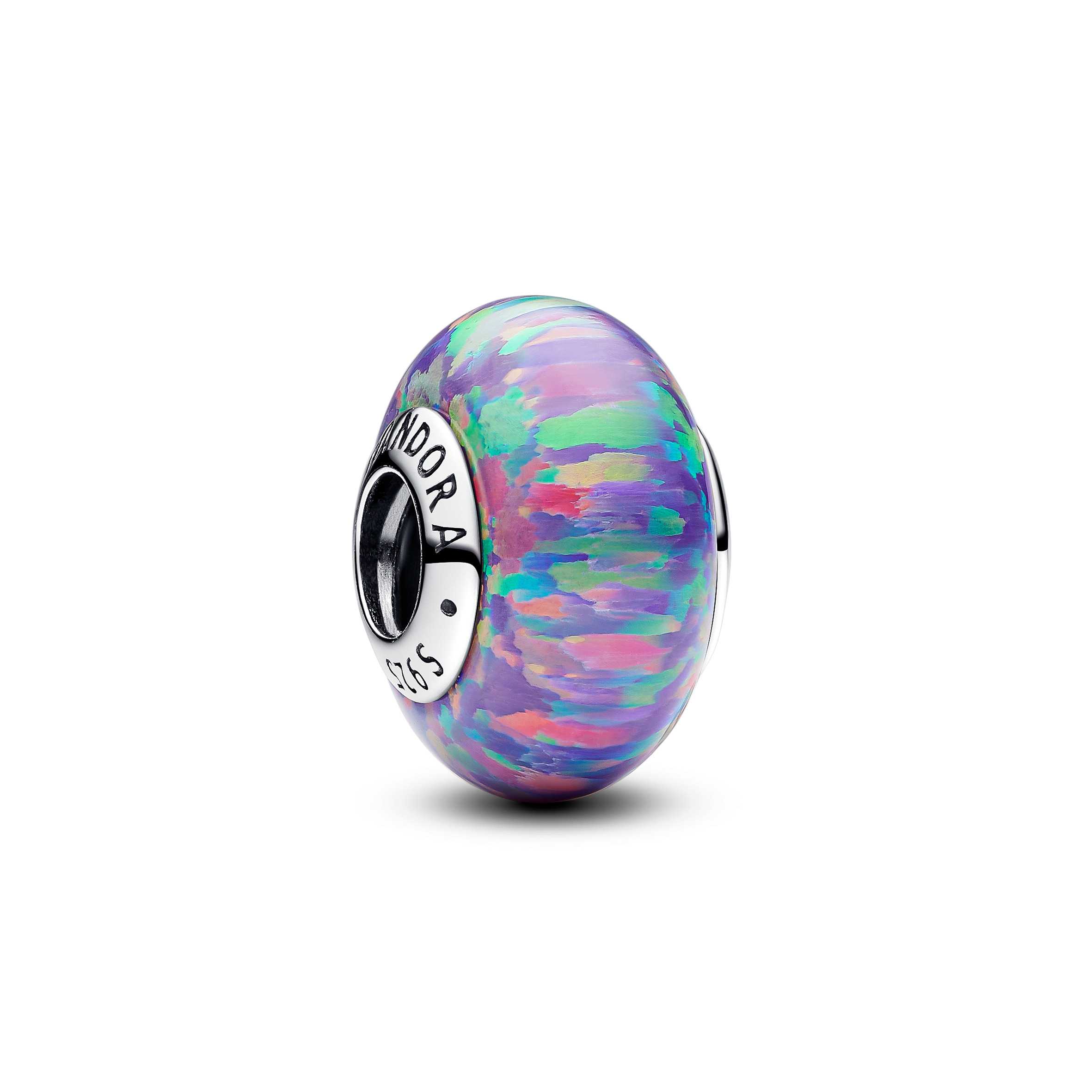 Sterling silver charm with lavender purple lab-created opal