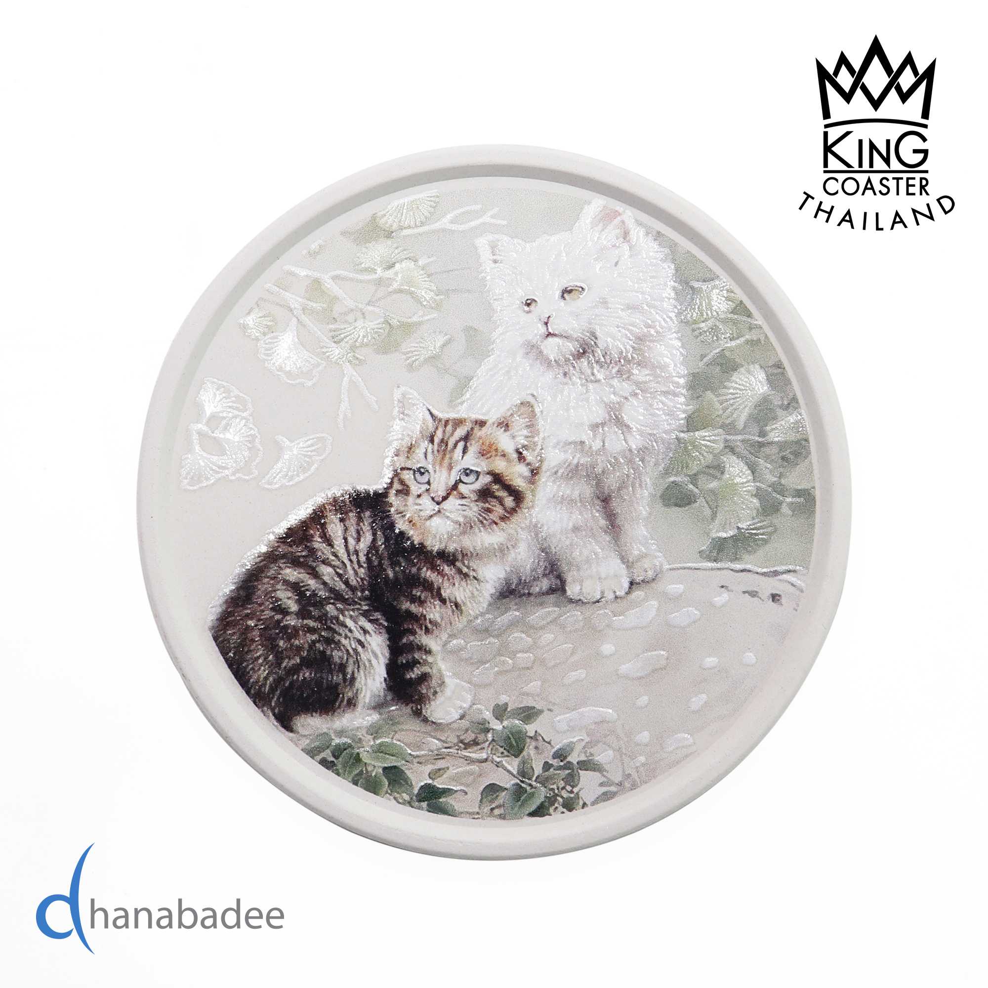 จานรองแก้ว R10054  ทรงกลมมีขอบ -KITTY-02