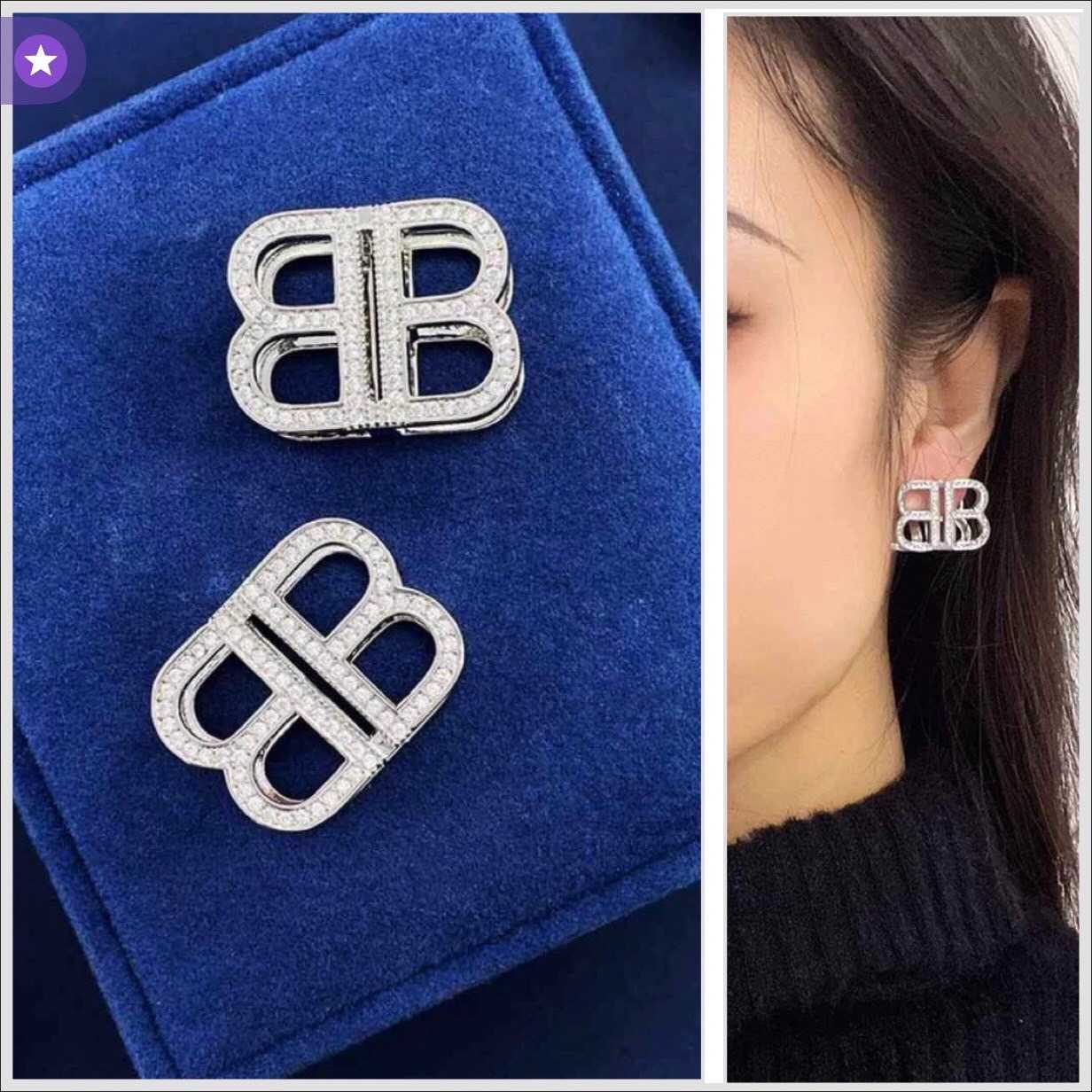 ต่างหู Balenciaga สีเงิน