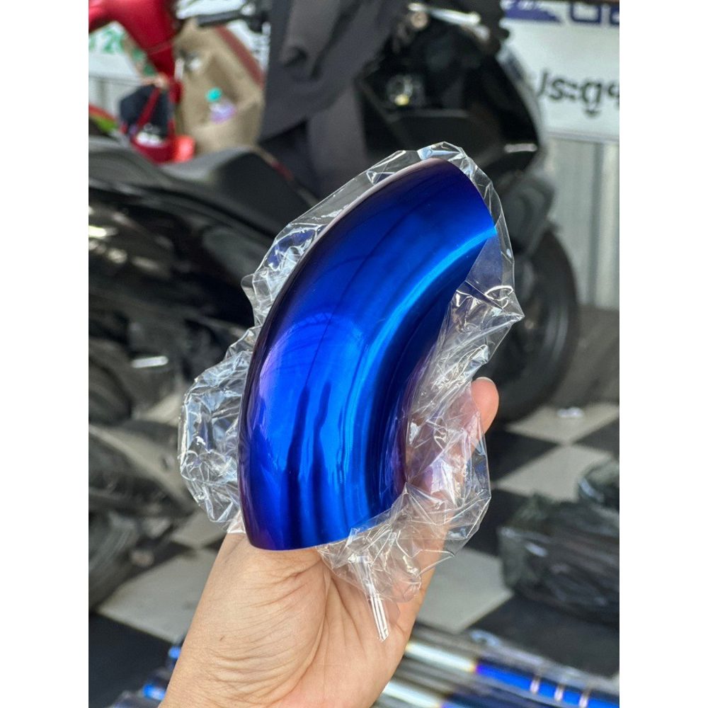 ข้องอสแตนเลส ข้องอสีน้ำเงิน ข้องอสี งานไทย เกรด สีไม่ซีด สีไม่ล่อน ไดร์น้ำเงิน (จำนวน 1ชิ้น)