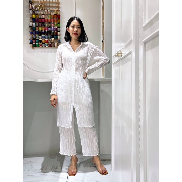 CLEARANCE SALE!! 2MUAY รุ่น GJO10364 / GJO10365 เซ็ตอัดพลีท LONG SLEEVE SHIRT COLLAR CRINKLE PLEA...
