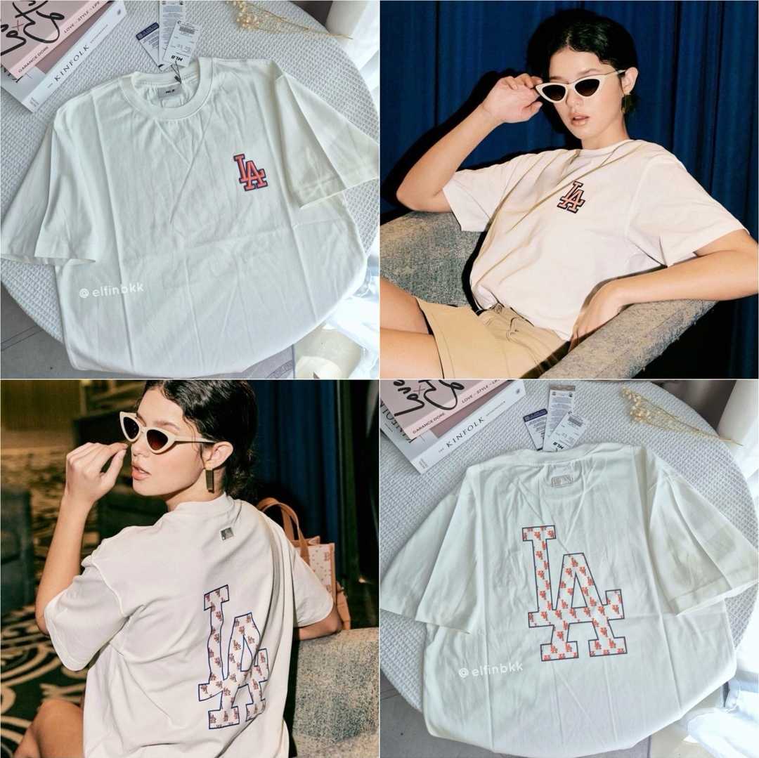 🔥Sale🔥 MLB Classic monogram big logo T-shirt  Tee เสื้อยืด คอกลม NY B boston สีเทา สีดำ