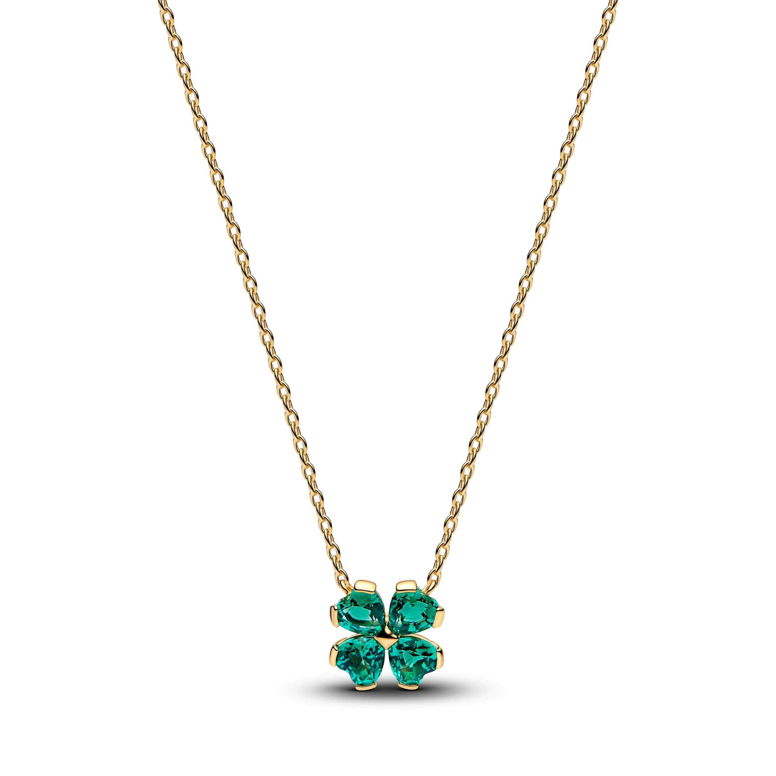 Green Lucky Clover Pendant Necklace