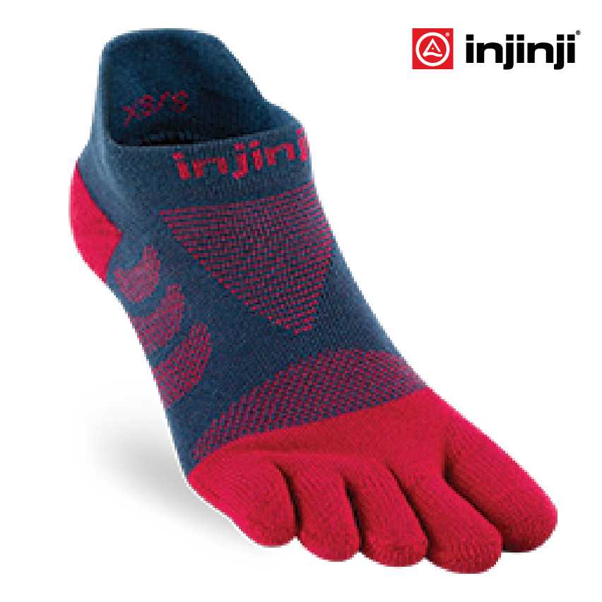 INJINJI ถุงเท้าวิ่งแยกนิ้ว WMN ULTRA RUN NO-SHOW BERRY รุ่นวิ่งอัลตร้า ซ่อนข้อ ผู้หญิง สีน้ำเงินแดง