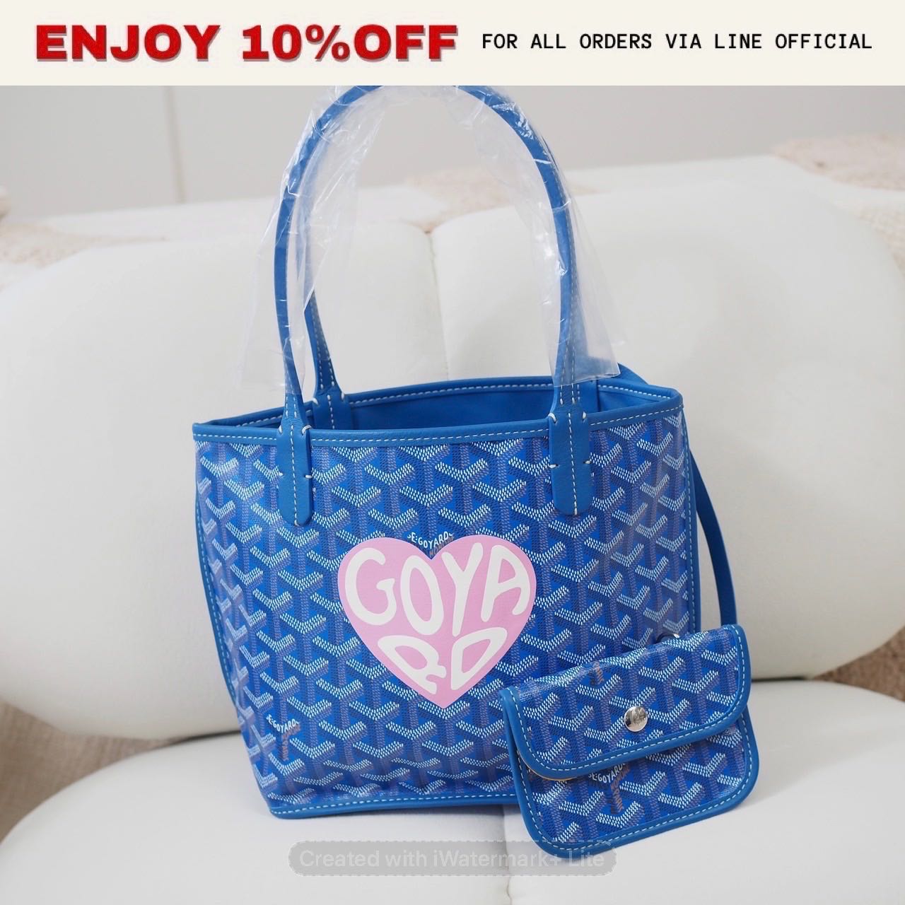NEW! GOYARD Anjou Mini สี Sky Blue หัวใจสีชมพู LIMITED EDITION | Bag