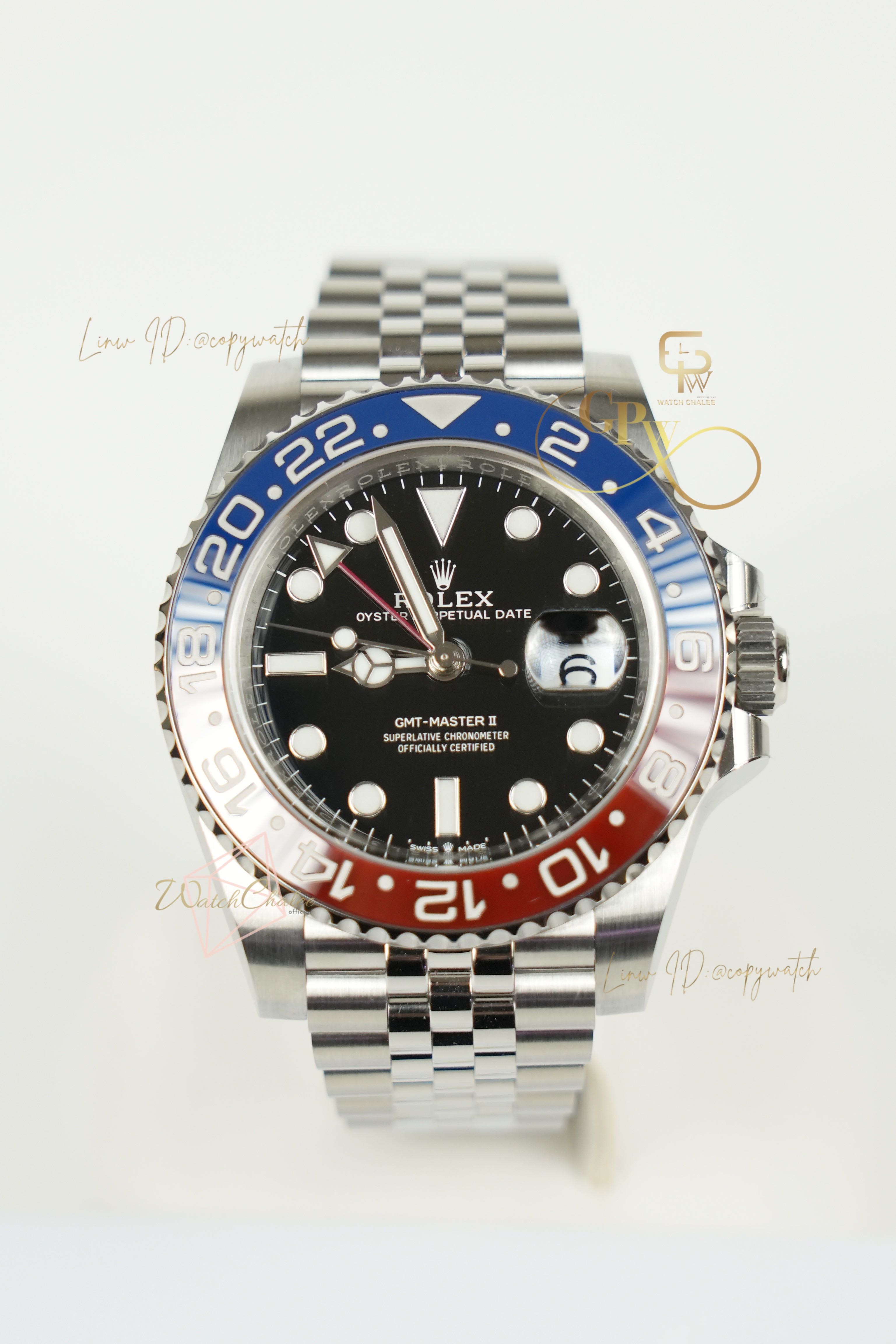 Rolex GMT Pepsi 40 mm. Jubilee Automatic swiss movement