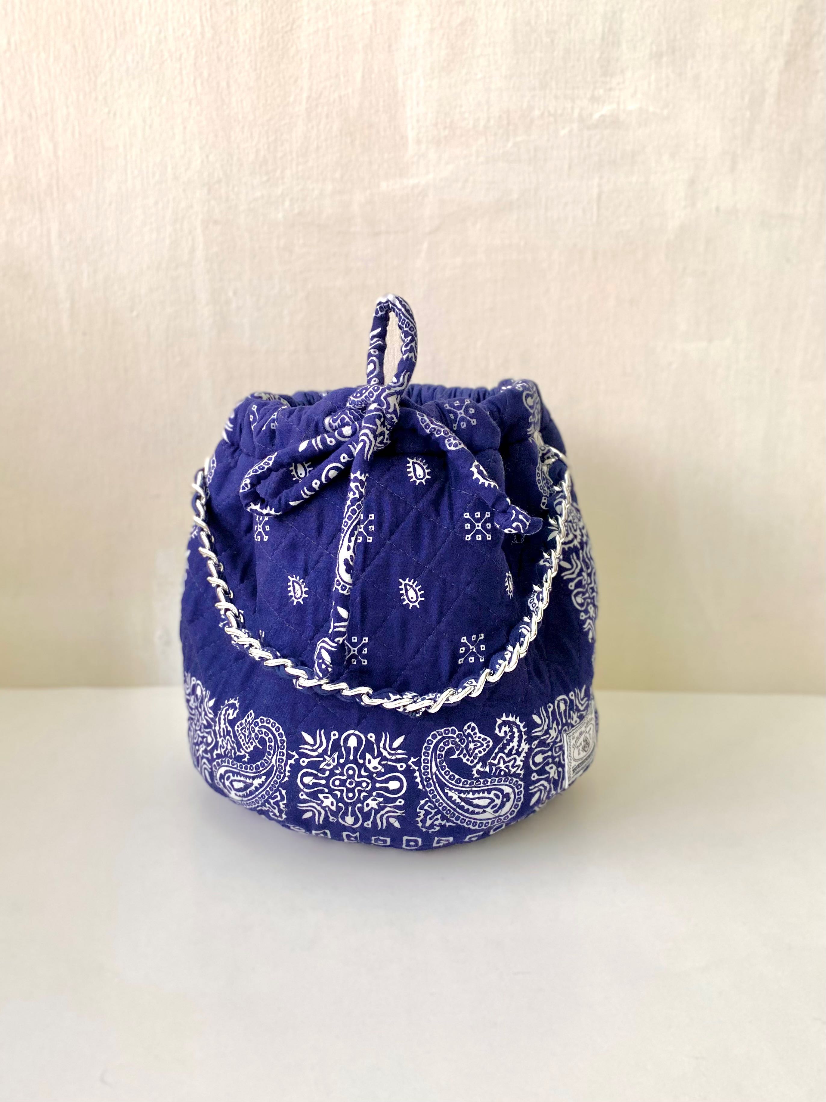 Navy Blue Dumpling Bandana Bag 