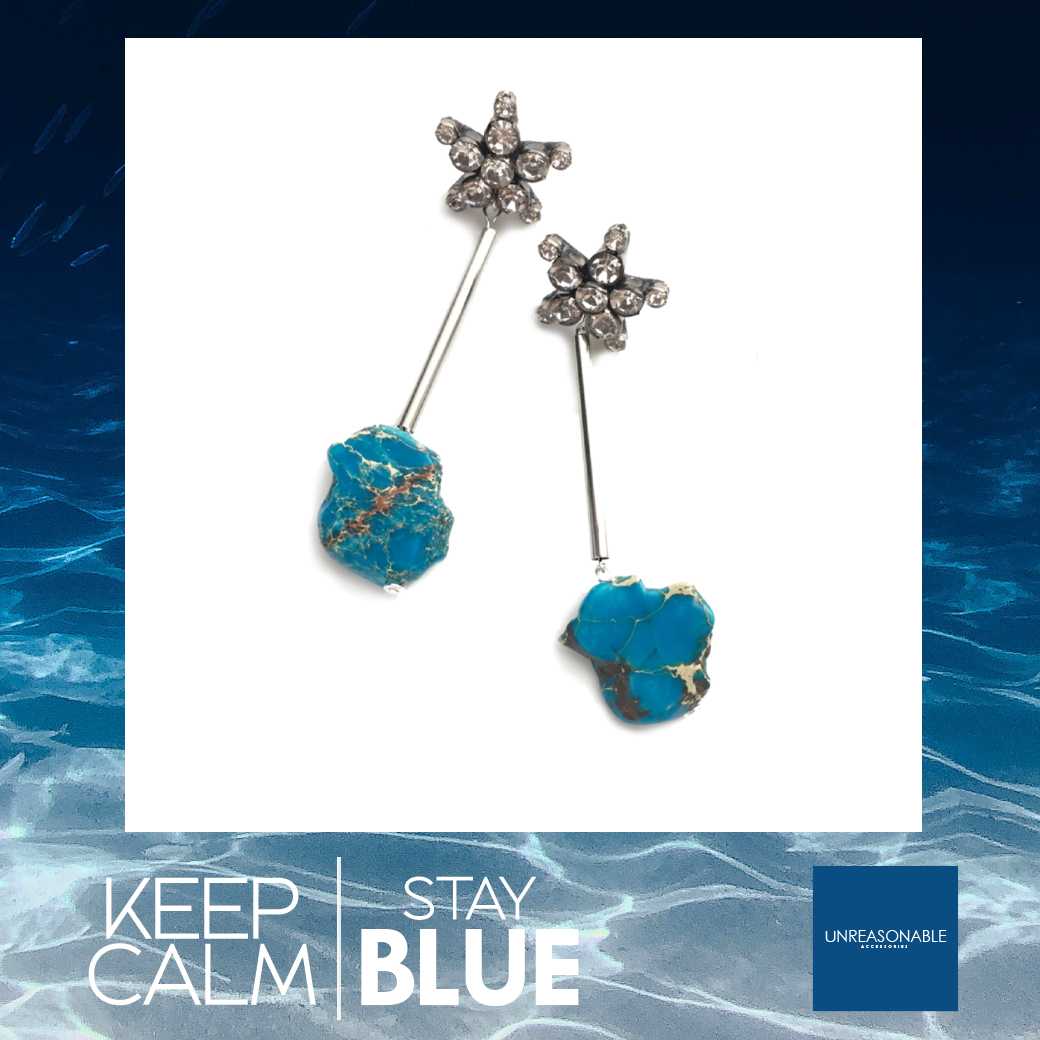 UA0565-01 #Blue #Turquoise #Drop #Earrings