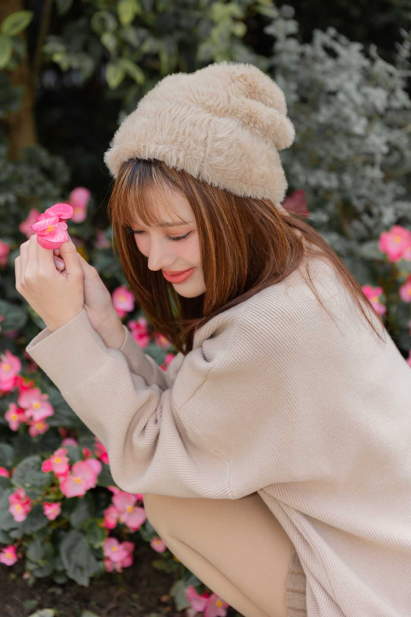 HAT17 Snowy Beanieหมวกขนมิงค์ทรงBeanie