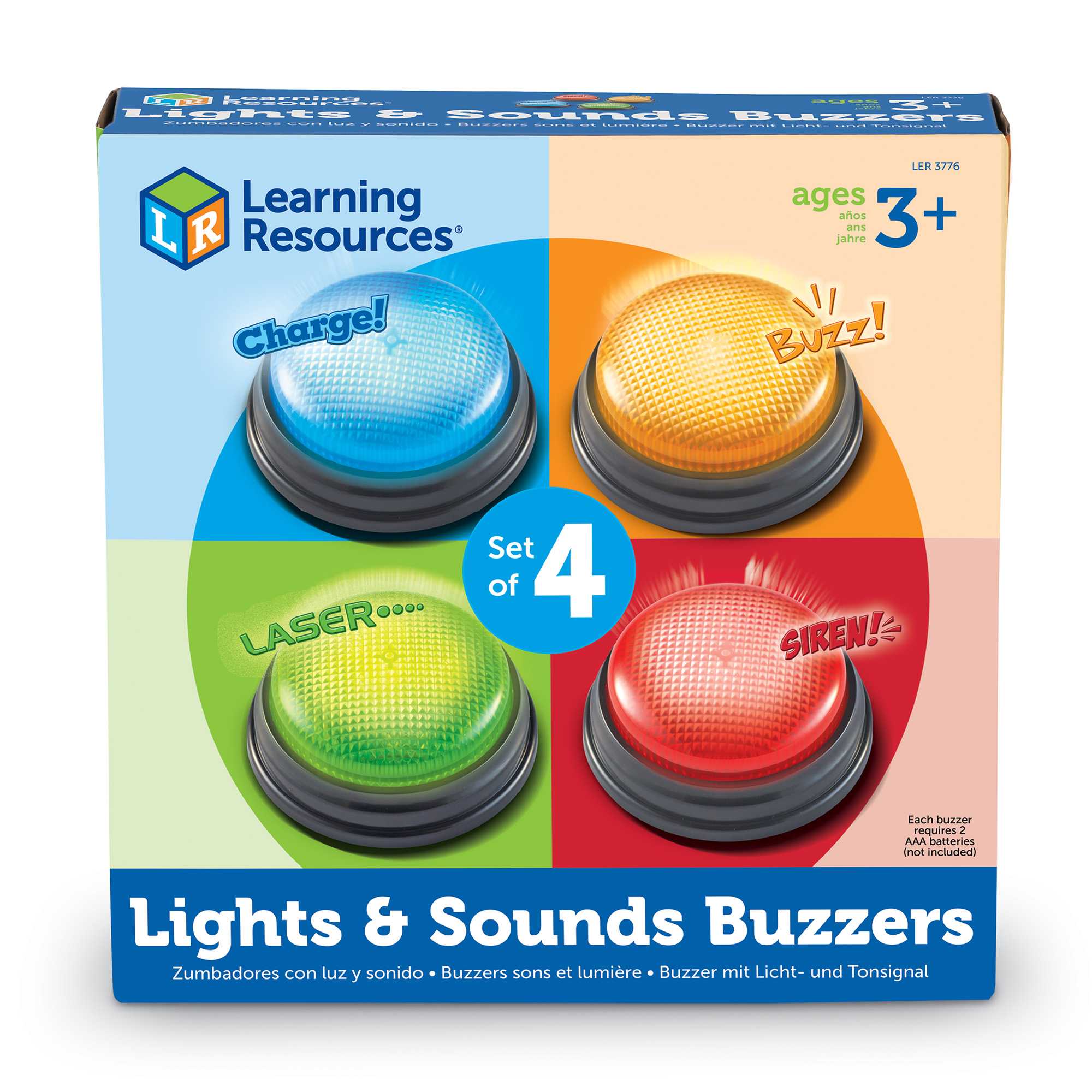 Learning Resources, Lights and Sounds Buzzers (Set of 4) ชุดกระดิ่งแสงสว่างและเสียงดัง 3 ปี+
