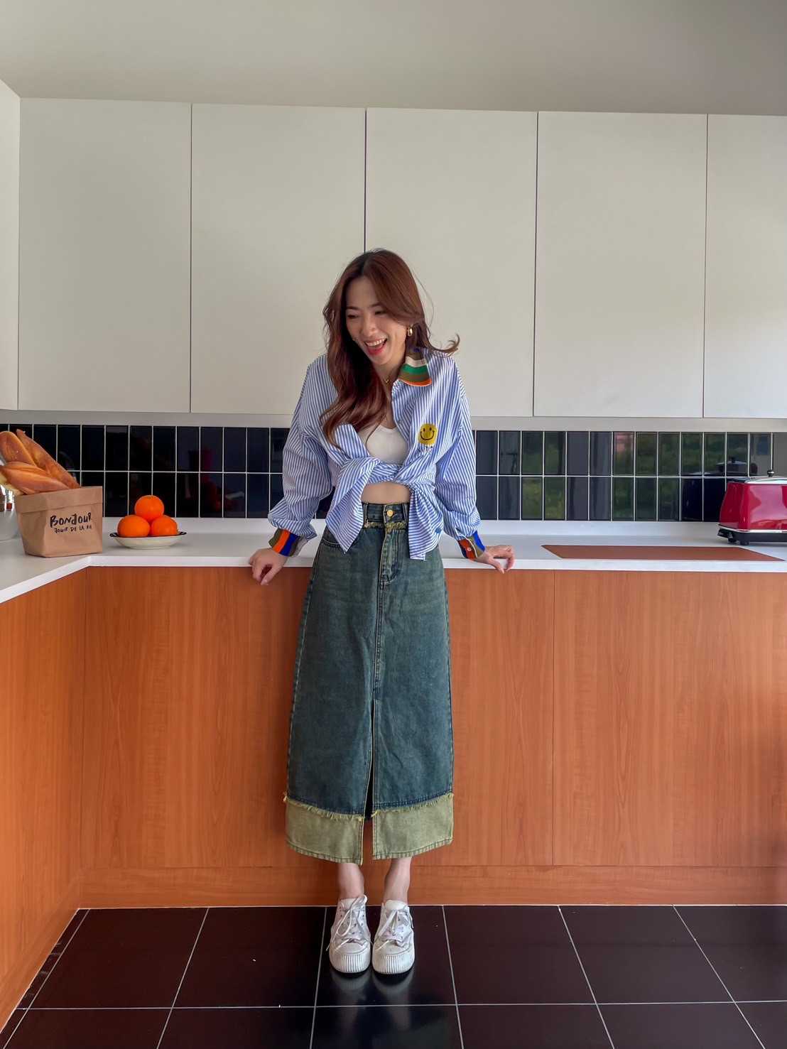 baby skirt กระโปรงยีนส์ผ่าหน้า