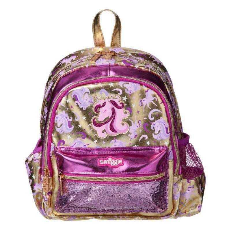 Smiggle กระเป๋านักเรียน ลายยูนิคอนทอง กระเป๋า ขนาด 10 นิ้ว ของแท้ พร้อมส่งในไทย💕✔
