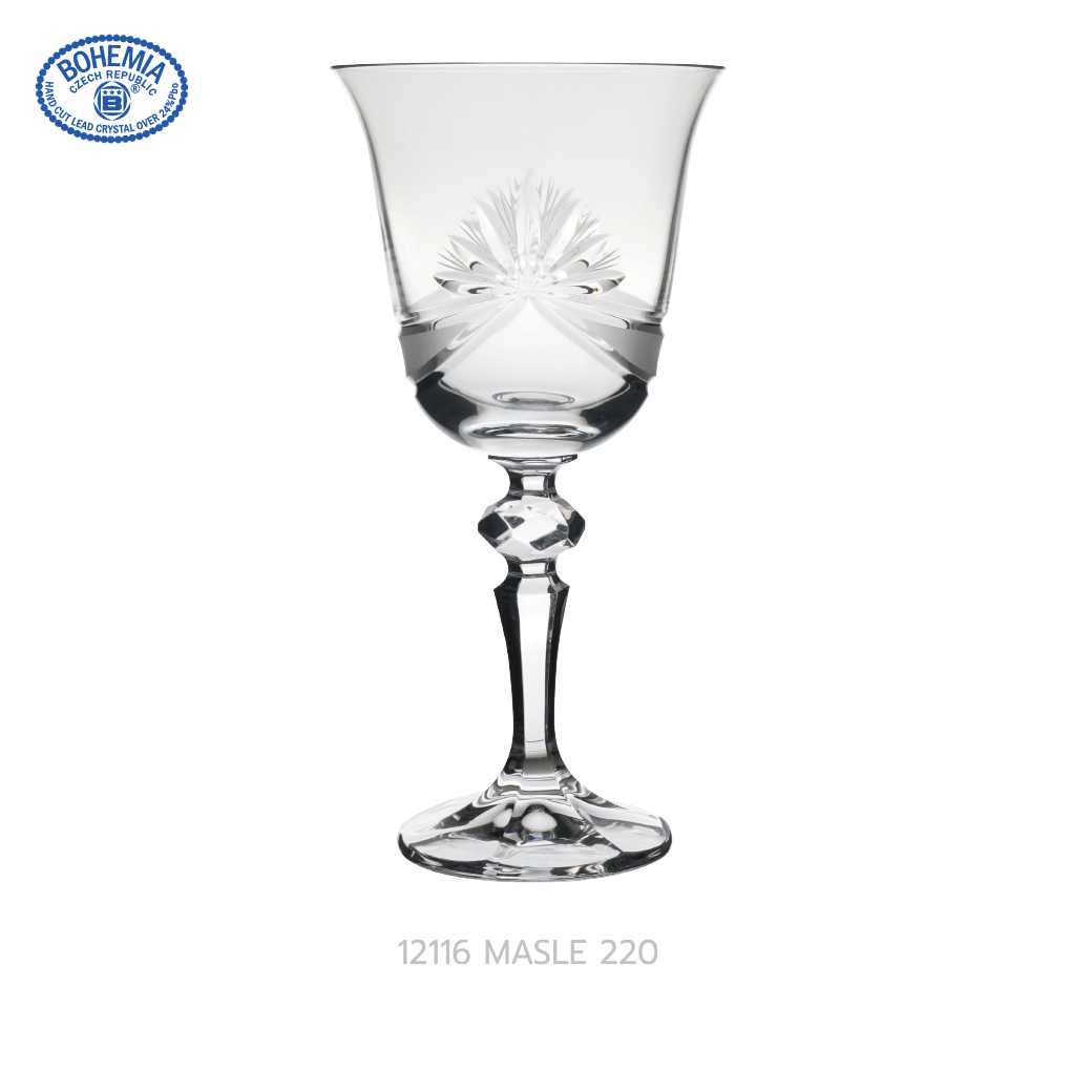 แก้วไวน์ ลายม่าน Bohemia Crystal 220 ml