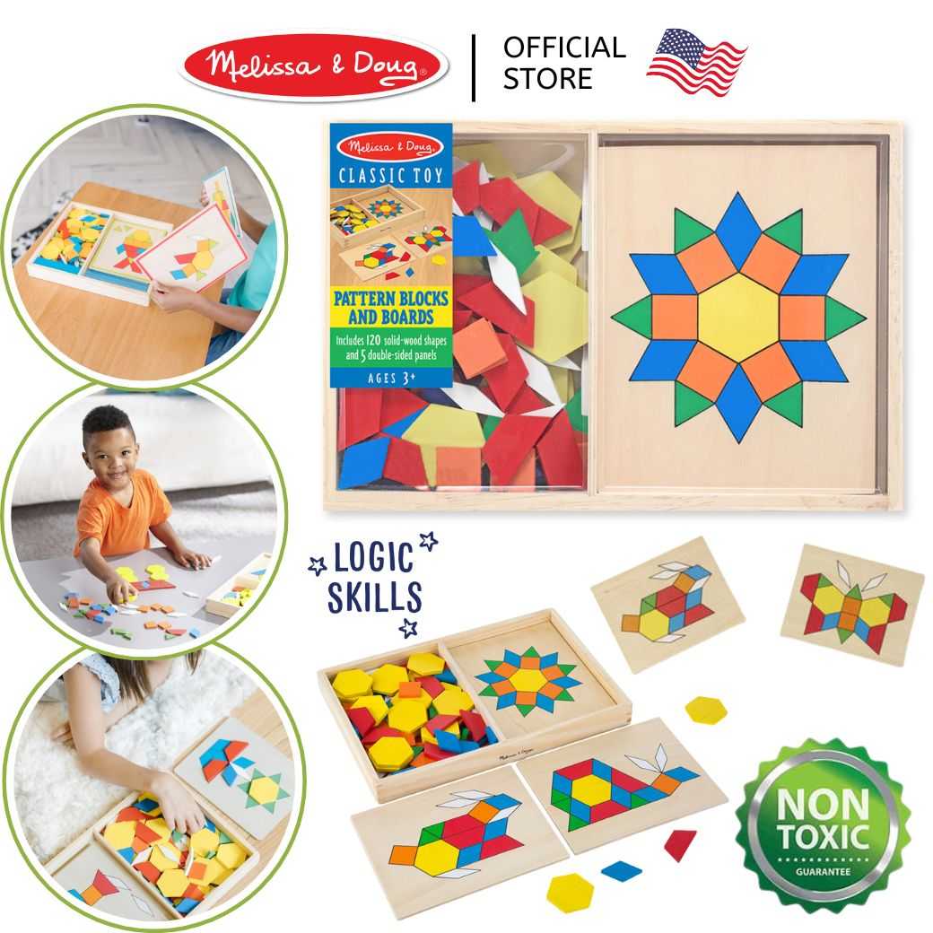 (ของแท้ USA) ตัวต่อรูปทรงเรขาคณิต แทนแกรม Pattern Blocks Boards Melissa & Doug 29 Motor Skills