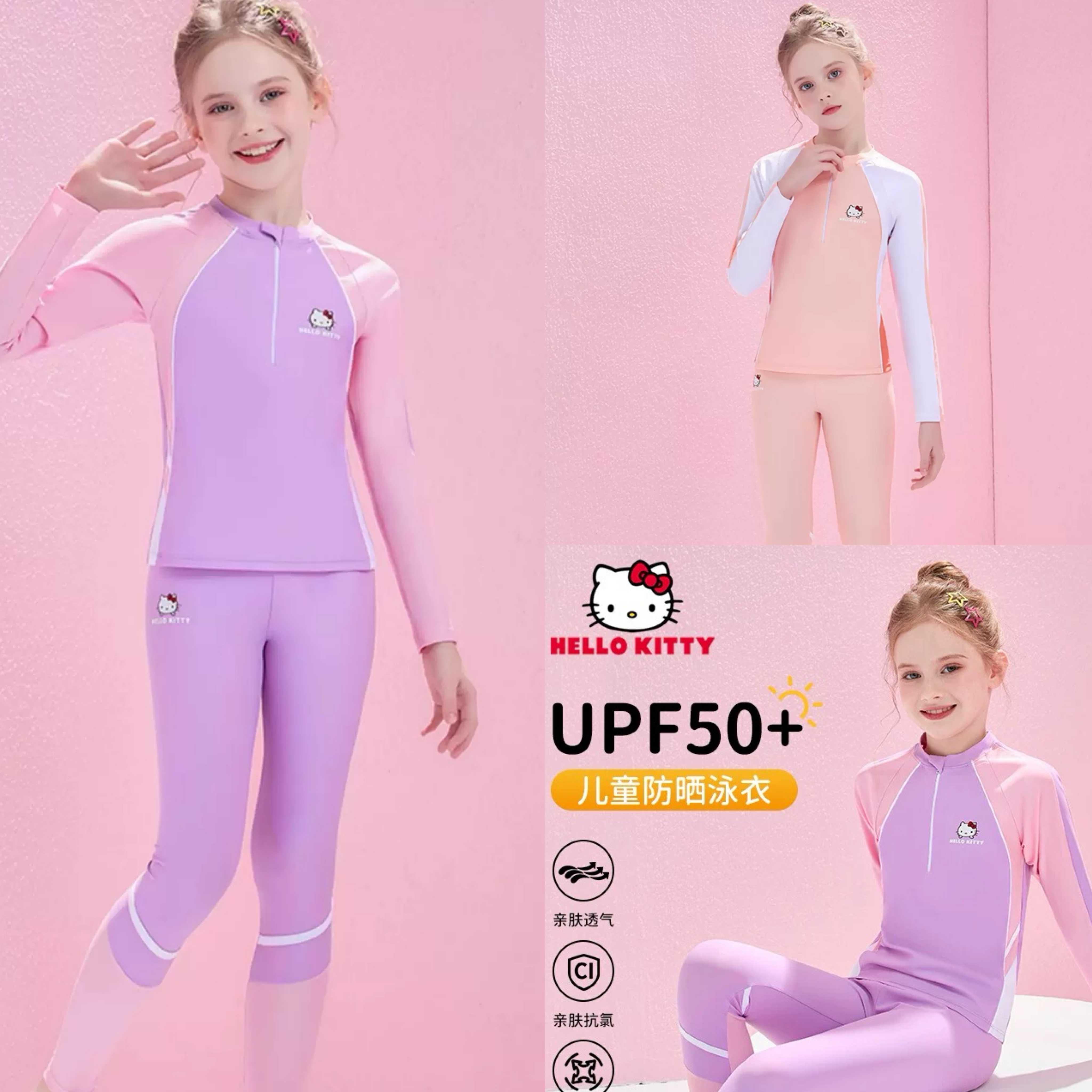 Preorder12-15วัน- (ลิขสิทธิ์แท้) Hello Kitty ชุดว่ายน้ำ UPF50+ /Sz100-150