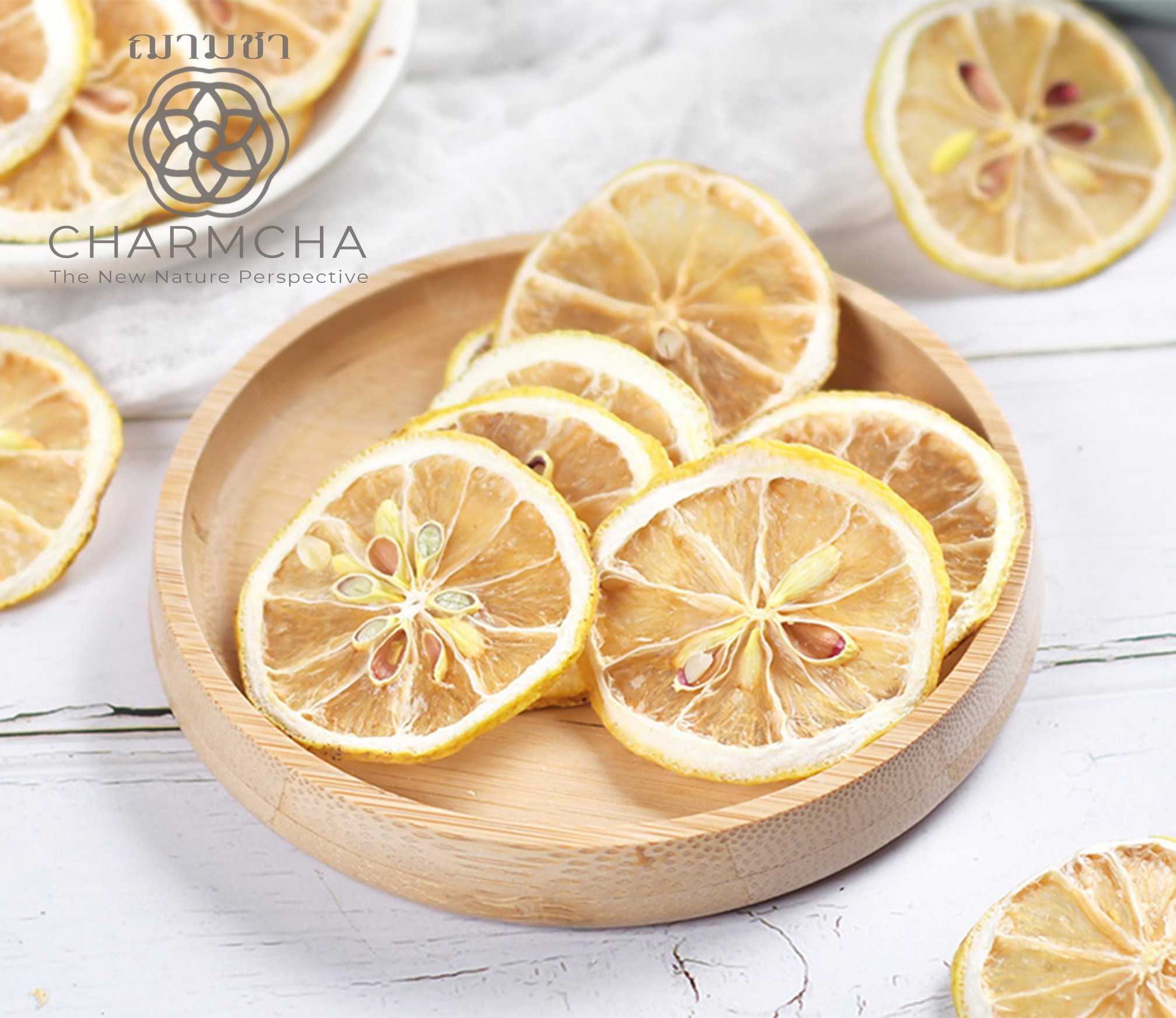 มะนาวอบแห้ง (Dried Lemon Tea)อาการไอ เจ็บคอ เป็นหวัดเพิ่มวิตามิมซีผสมกับชาดอกไม้หรือใส่น้ำร้อนทาน