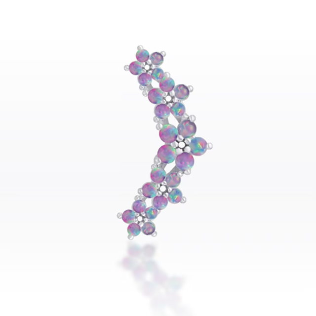 PiercingRoomByJay 5 Purple Opal Flower Screw Flat Back จิวดอกไม้โอปอล เงินแท้ (ราคาต่อชิ้น)