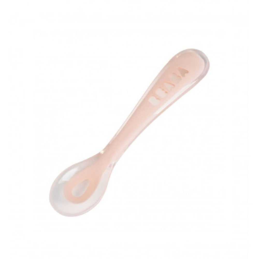 BEABA ช้อนซิลิโคน 2nd age soft silicone spoon - PINK