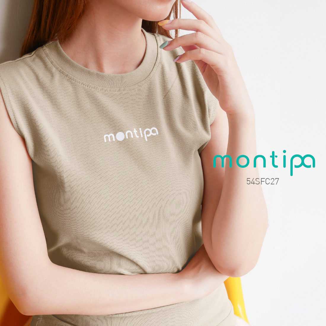 Montipa เสื้อแขนกุด สกรีนโลโก้ ผ้า Cotton 54SFC27