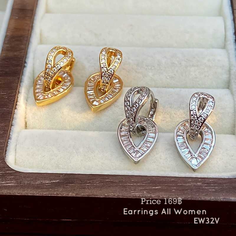 EW32V ต่างหูห่วง  สีเงินและสีทอง  เงิน 925