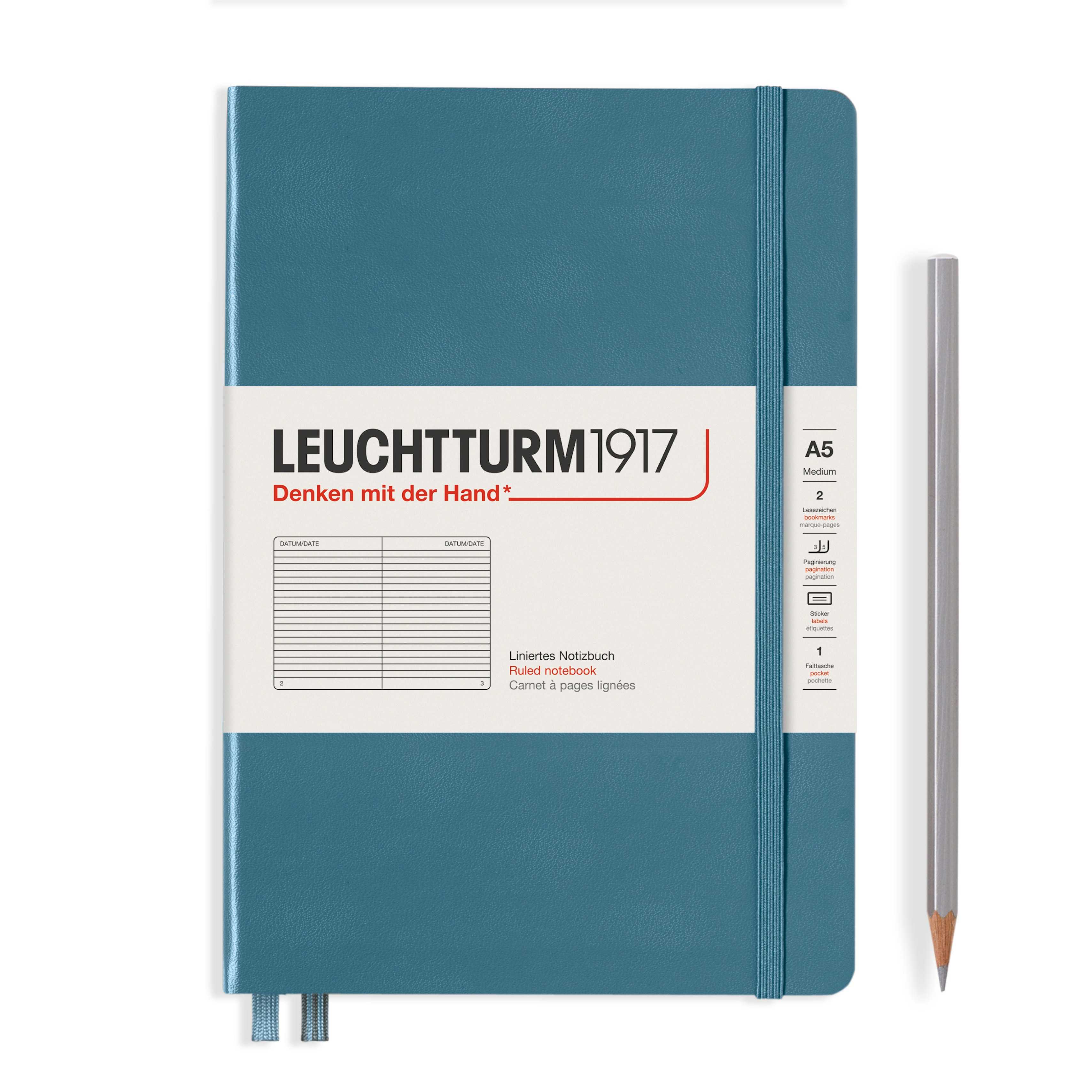 Leuchtturm1917 Rising Colors Hardcover Notebooks Stone Blue สมุดโน๊ต Leuchtturm1917 ปกแข็ง สีฟ้าเทา